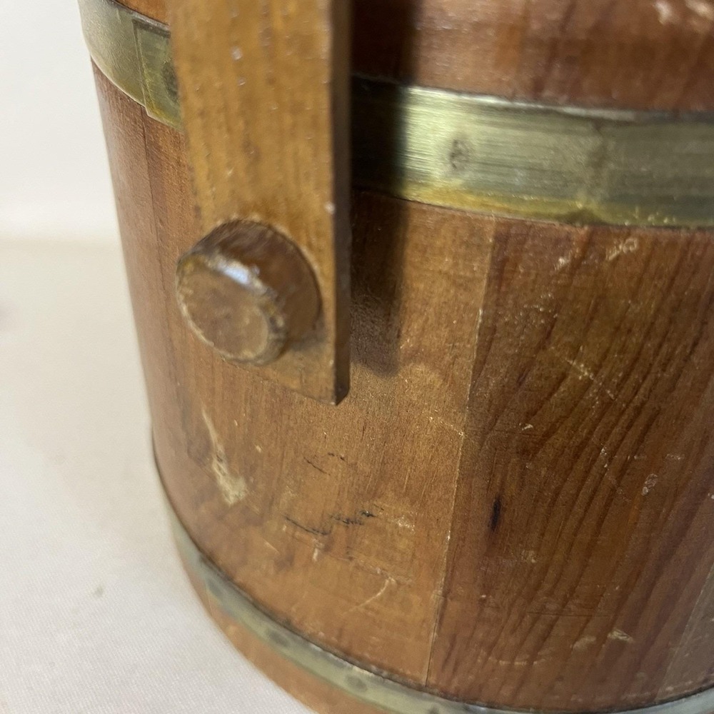 Antique/Vintage Wooden Brass Banded Shoe Shine Bucket Firkin‎ Shaker Style - Picture 10 of 16